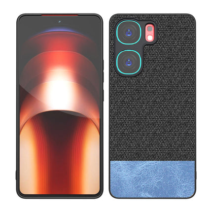 Kapa Soft Fabric & Leather Hybrid Protective Back Cover for IQOO Neo 9 Pro | Shockproof Slim Hard Anti Slip Back Case (Black,Blue)