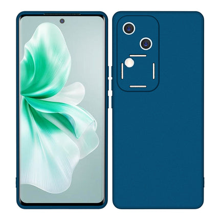 Kapa Matte Protective Lens Flexible Back Cover for Vivo V30 (5G) | Slim Silicone with Soft Lining Shockproof Full Body Bumper Case (Blue)