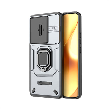 Kapa Armor Slider Back Cover for Realme 15 Pro 5G | Inbuilt Ring + Camera Slider Shockproof Lens Protection Bumper Back Case (Grey)