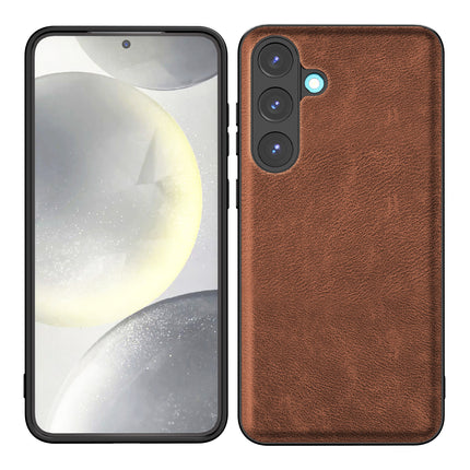 Kapa Tux Leather Back Cover for Samsung Galaxy S25 | Slim Shockproof Camera Protection Bumper Case (Brown)