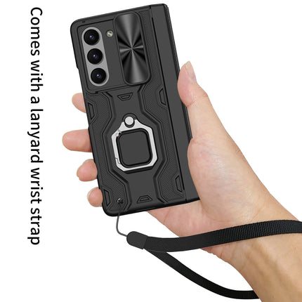 Kapa Ring Armor Slider Back Cover for Z Fold 6 | with Hinge Protection, Screen Protector, Built-in Kickstand, Slide Camera Cover, Full Body Protective Case for Samsung Fold 5 (Black)…