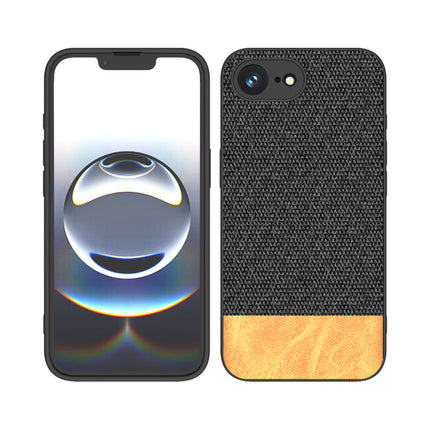 Kapa Soft Fabric & Leather Hybrid Protective Back Cover for Apple iPhone 16E | Shockproof Slim Hard Anti Slip Back Case (Black,Brown) - Mobizang
