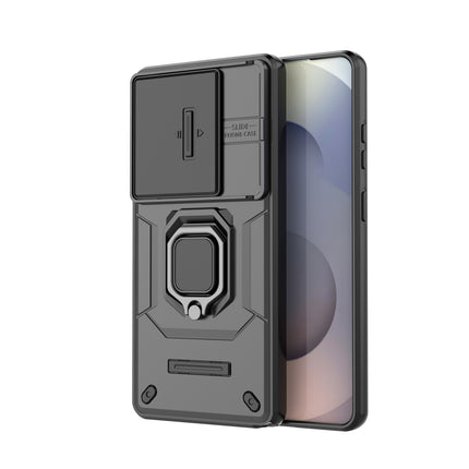 Kapa Armor Slider Back Cover for Samsung Galaxy S26 Ultra | Inbuilt Ring + Camera Slider Shockproof Lens Protection Bumper Back Case (Black)