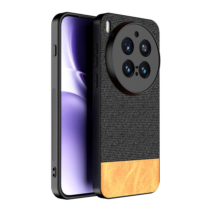 Kapa Soft Fabric & Leather Hybrid Protective Back Cover for Vivo X300 Pro 5G | Shockproof Slim Hard Anti Slip Back Case (Black,Brown)