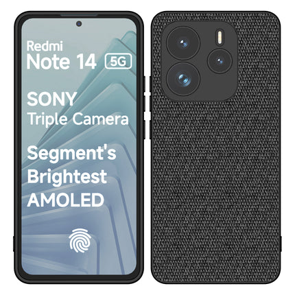 Kapa Soft Full Fabric Protective Back Case Cover for Redmi Note 14 (5G) | Shockproof Slim Hard Anti Slip Back Case (Black)