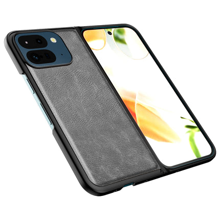 Kapa Tux Leather Back Cover for Google Pixel 9 Pro Fold | Slim Shockproof Camera Protection Bumper Case (Grey) - Mobizang