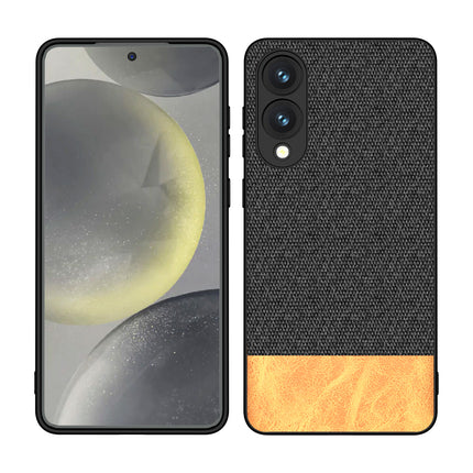 Kapa Soft Fabric & Leather Hybrid Protective Back Cover for Samsung Galaxy S25 Edge | Shockproof Slim Hard Anti Slip Back Case (Black,Brown)