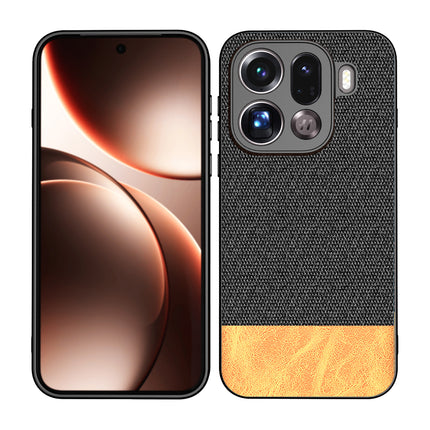Kapa Soft Fabric & Leather Hybrid Protective Back Cover for Oppo Find X9 Pro | Shockproof Slim Hard Anti Slip Back Case (Black,Brown)