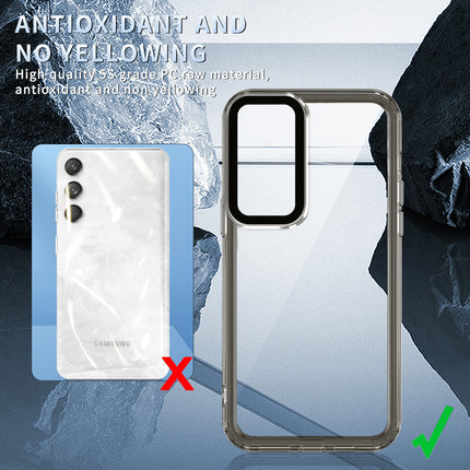 Kapa Warrior Acrylic Clear Back Cover For Samsung Galaxy M55 (5G) | Slim Shockproof [Military Grade Protection] Hybrid Bumper Case (Grey Sides)