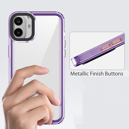 Kapa Warrior Acrylic Clear Back Cover For Nothing CMF Phone 1 | Slim Shockproof [Military Grade Protection] Hybrid Bumper Case (Purple Sides) - Mobizang