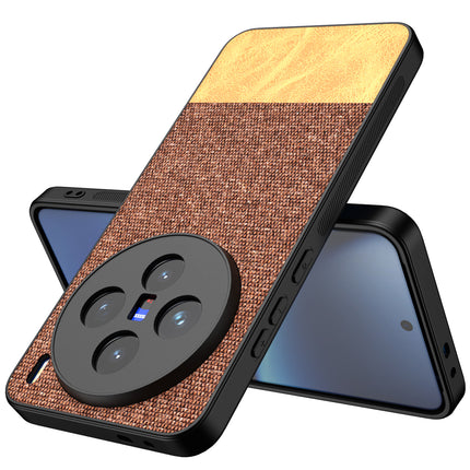 Kapa Soft Fabric & Leather Hybrid Protective Back Cover for Vivo X200 (5G) | Shockproof Slim Hard Anti Slip Back Case (Brown) - Mobizang