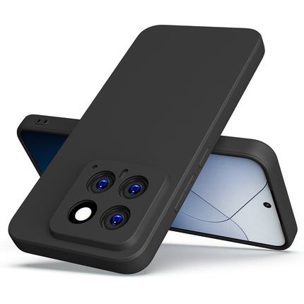 Kapa Matte Protective Lens Flexible Back Cover for Xiaomi 14 (5G) | Slim Silicone with Soft Lining Shockproof Full Body Bumper Case (Black) - Mobizang
