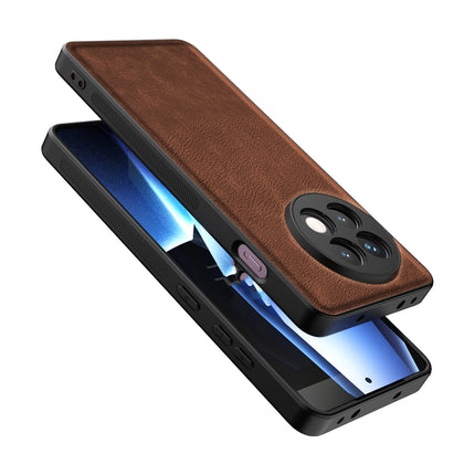 Kapa Tux Leather Back Cover for OnePlus 13R | Slim Shockproof Camera Protection Bumper Case (Brown)