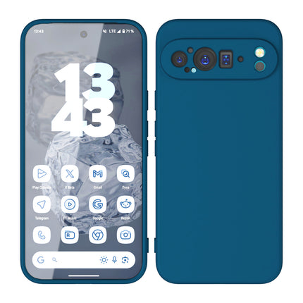 Kapa Matte Protective Lens Flexible Back Cover for Google Pixel 9 / 9 PRO | Slim Silicone with Soft Lining Shockproof Full Body Bumper Case (Blue)