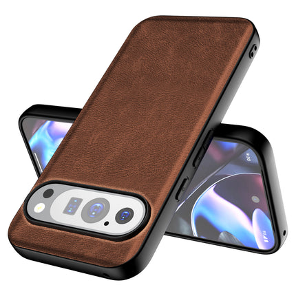Kapa Tux Leather Back Cover for Google Pixel 9 / Pixel 9 PRO | Slim Shockproof Camera Protection Bumper Case (Brown)