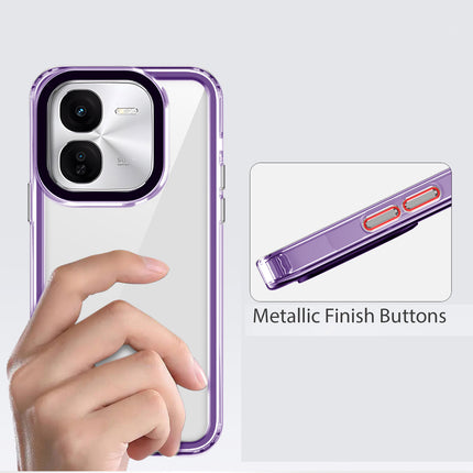 Kapa Warrior Acrylic Clear Back Cover For IQOO Z9X | Slim Shockproof [Military Grade Protection] Hybrid Bumper Case (Purple Sides)