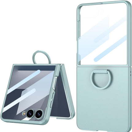 Kapa Ultra Thin PC + D Ring Back Case for Samsung Galaxy Flip7 / Z Flip 7 |with [Inbuilt Glass] Shockproof Slim Hard Protective Cover (Mint Green)