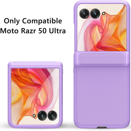 Kapa Textured Grip Hinge Protection Back Cover for Moto Razr 50 Ultra| with [Inbuilt Glass] Full Body Shockproof Hard Back Case (Purple) - Mobizang