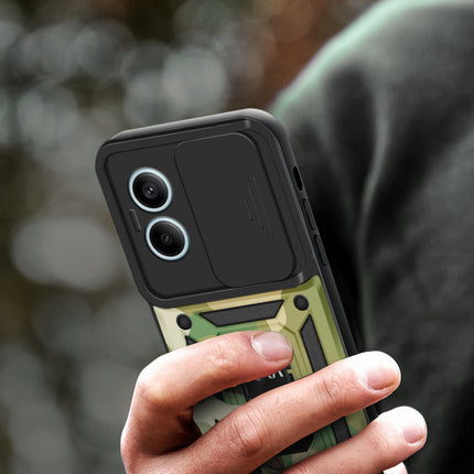 Kapa Tank Back Cover for Redmi Note 13 Pro (5G) | Inbuilt Ring + Slider Shockproof Lens Protection Bumper Back Case (Green) - Mobizang