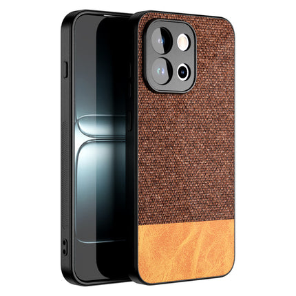 Kapa Soft Fabric & Leather Hybrid Protective Back Cover for OnePlus 13S | Shockproof Slim Hard Anti Slip Back Case (Brown)