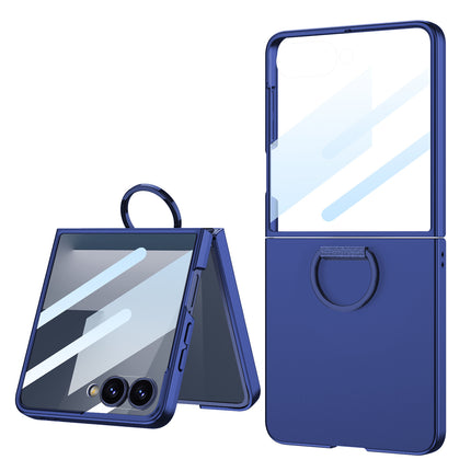 Kapa Ultra Thin PC + D Ring Back Case for Samsung Galaxy Flip7 / Z Flip 7 |with [Inbuilt Glass] Shockproof Slim Hard Protective Cover (Blue)