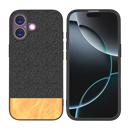 Kapa Soft Fabric & Leather Hybrid Protective Back Cover for Apple iPhone 17 | Shockproof Slim Hard Anti Slip Back Case (Black,Brown)