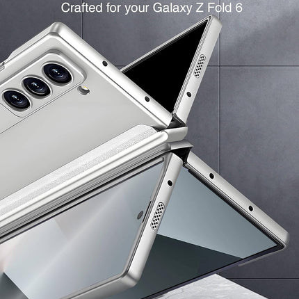 Kapa Magnetic Hinge With Inbuilt Stand Case for Samsung Galaxy Z Fold 6 | Shockproof Stand Hybrid Bumper Back Cover (Silver)