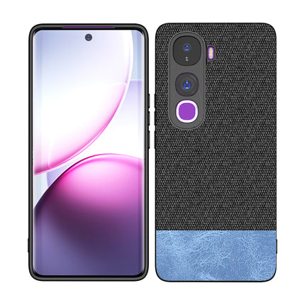 Kapa Soft Fabric & Leather Hybrid Protective Back Cover for Vivo Y400 Pro 5G | Shockproof Slim Hard Anti Slip Back Case (Black,Blue)