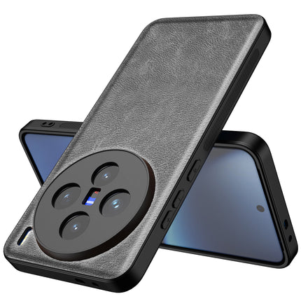 Kapa Tux Leather Back Cover for Vivo X200 (5G) | Slim Shockproof Camera Protection Bumper Case (Grey)