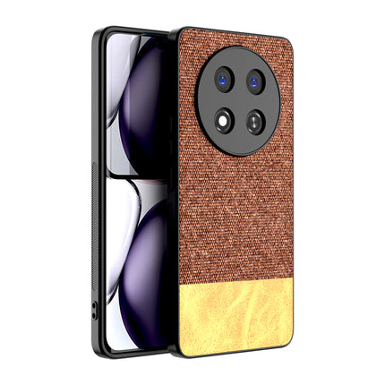 Kapa Soft Fabric & Leather Hybrid Protective Back Cover for Honor X9C 5G | Shockproof Slim Hard Anti Slip Back Case (Brown)