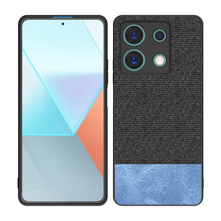 Kapa Soft Fabric & Leather Hybrid Protective Back Cover for Redmi Note 13 (5G) | Shockproof Slim Hard Anti Slip Back Case (Black,Blue)
