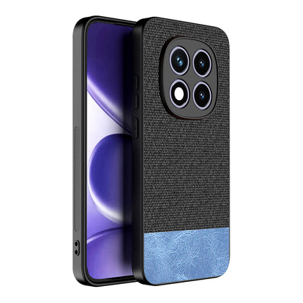 Kapa Soft Fabric & Leather Hybrid Protective Back Cover for Redmi Note 15 Pro 5G | Shockproof Slim Hard Anti Slip Back Case (Black,Blue)