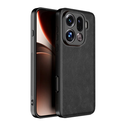 Kapa Tux Leather Back Cover for Oppo Find X9 Pro | Slim Shockproof Camera Protection Bumper Case (Black)