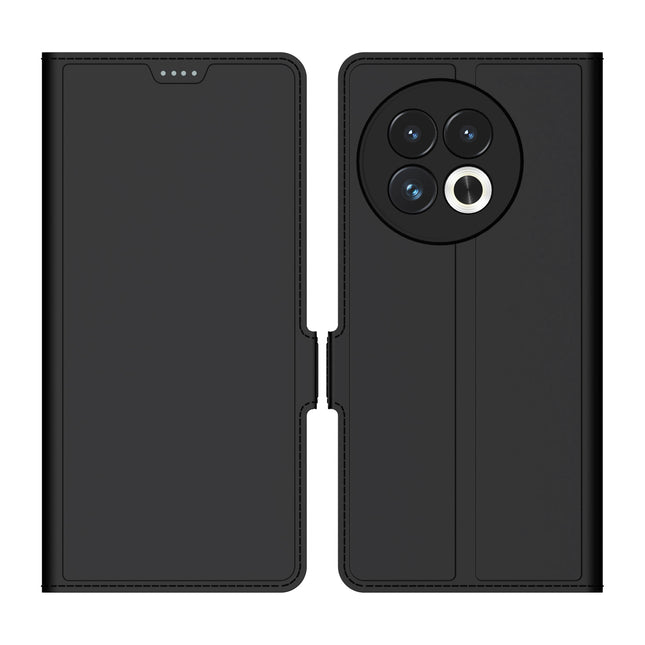 Kapa Noble Slim Magnetic Leather Flip Case Cover for OnePlus 13R | Card Holder Stand Flip Wallet Case (Black) - Mobizang