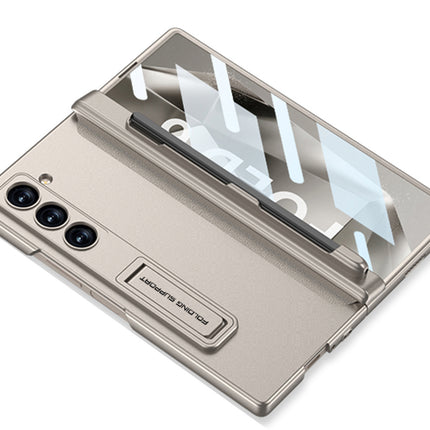 Kapa Magnetic Hinge Case for Samsung Galaxy Z Fold 6 | Inbuilt S-Pen Holder Stand Hybrid Back Cover (Titanium)