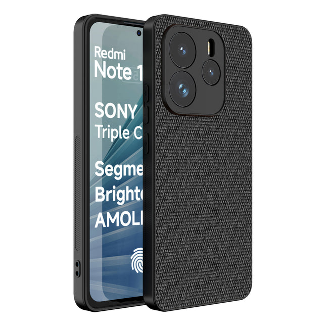 Kapa Soft Full Fabric Protective Back Case Cover for Redmi Note 14 (5G) | Shockproof Slim Hard Anti Slip Back Case (Black)