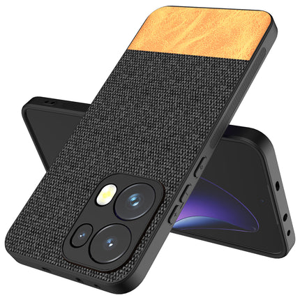Kapa Soft Fabric & Leather Hybrid Protective Back Cover for Oppo Reno 13 Pro | Shockproof Slim Hard Anti Slip Back Case (Black,Brown)