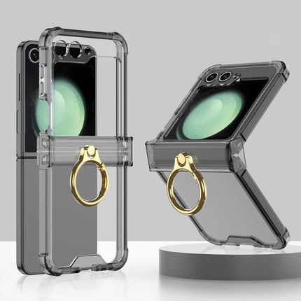 Kapa Clear Airbag Ring Back Case for Samsung Galaxy Flip6 / Z Flip 6 | Transparent Shockproof Slim Hard Protective Cover (Black)