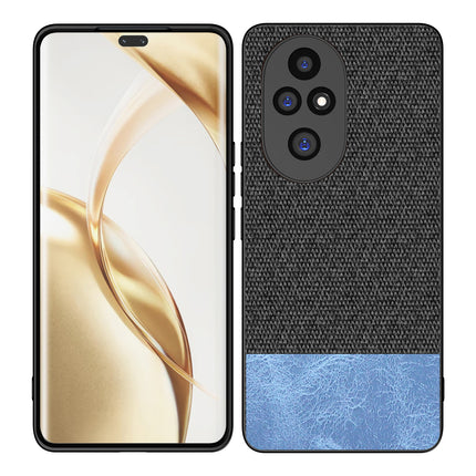 Kapa Soft Fabric & Leather Hybrid Protective Back Cover for Honor 200 Pro (5G) | Shockproof Slim Hard Anti Slip Back Case (Black,Blue) - Mobizang
