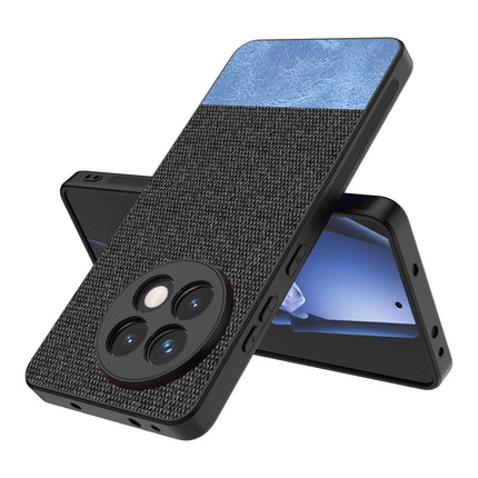 Kapa Soft Fabric & Leather Hybrid Protective Back Cover for OnePlus 13R | Shockproof Slim Hard Anti Slip Back Case (Black,Blue)