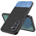 Kapa Soft Fabric & Leather Hybrid Protective Back Cover for Samsung Galaxy M16 | Shockproof Slim Hard Anti Slip Back Case (Black,Blue)