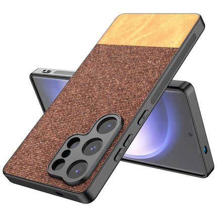 Kapa Soft Fabric & Leather Hybrid Protective Back Cover for Samsung Galaxy S25 Ultra | Shockproof Slim Hard Anti Slip Back Case (Brown)