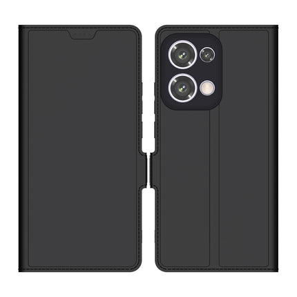 Kapa Noble Slim Magnetic Leather Flip Case Cover for Oppo Reno 13 | Card Holder Stand Flip Wallet Case (Black)