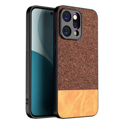 Kapa Soft Fabric & Leather Hybrid Protective Back Cover for Oppo Reno 14 5G | Shockproof Slim Hard Anti Slip Back Case (Brown) - Mobizang
