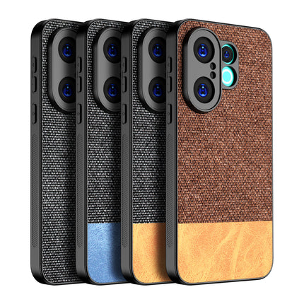 Kapa Soft Fabric & Leather Hybrid Protective Back Cover for Vivo X200 FE 5G | Shockproof Slim Hard Anti Slip Back Case (Brown) - Mobizang