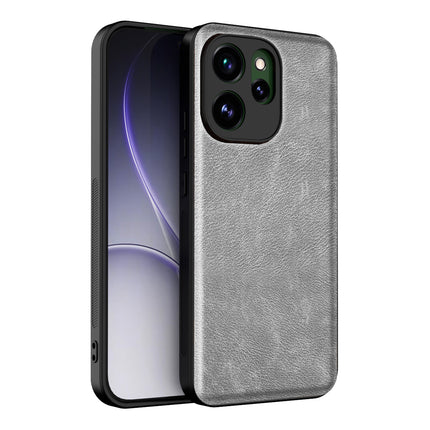 Kapa Tux Leather Back Cover for Oppo Reno 15 Pro 5G | Slim Shockproof Camera Protection Bumper Case (Grey) - Mobizang