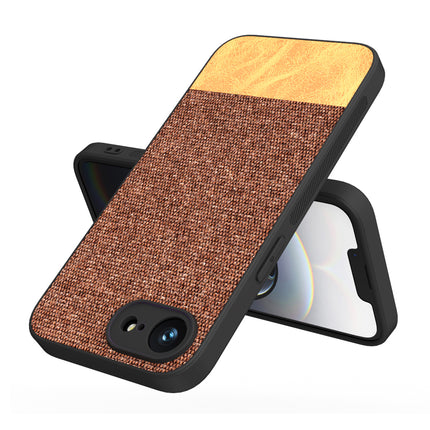 Kapa Soft Fabric & Leather Hybrid Protective Back Cover for Apple iPhone 16E | Shockproof Slim Hard Anti Slip Back Case (Brown)