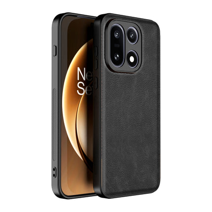Kapa Tux Leather Back Cover for OnePlus 15 | Slim Shockproof Camera Protection Bumper Case (Black)