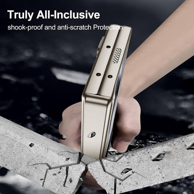 Kapa Magnetic Hinge With Inbuilt Stand Case for Samsung Galaxy Z Fold 6 | Shockproof Stand Hybrid Bumper Back Cover (Titanium)