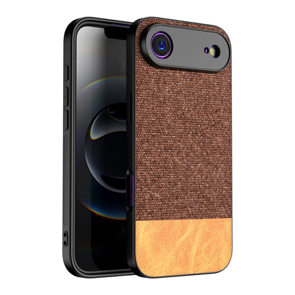 Kapa Soft Fabric & Leather Hybrid Protective Back Cover for Apple iPhone 17 Air | Shockproof Slim Hard Anti Slip Back Case (Brown) - Mobizang